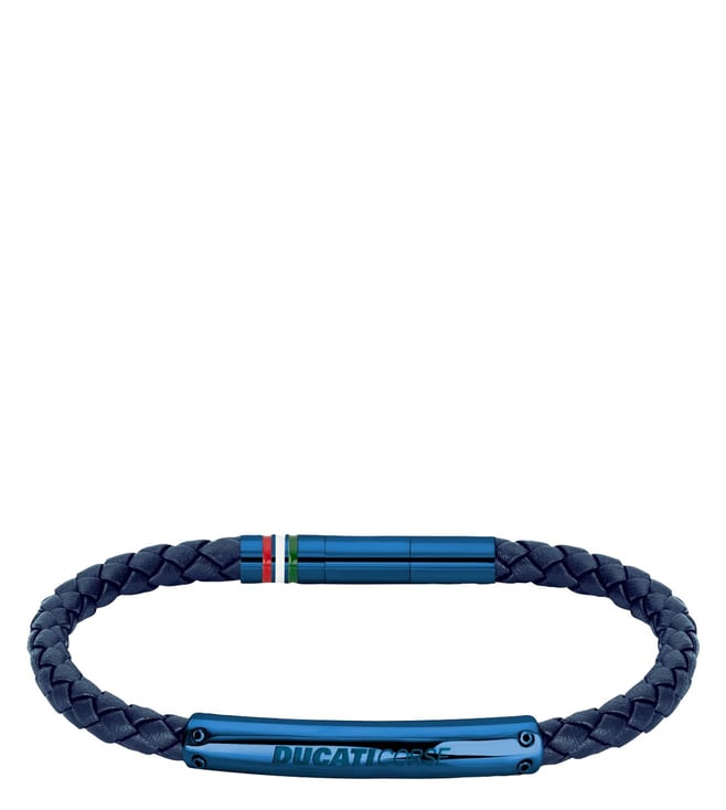 Buy Men Style Real Leather Fourth Wrap Braided Gold Stainless Steel  Magnetic Clasp Blue Leather Bracelet Online at Low Prices in India -  Paytmmall.com