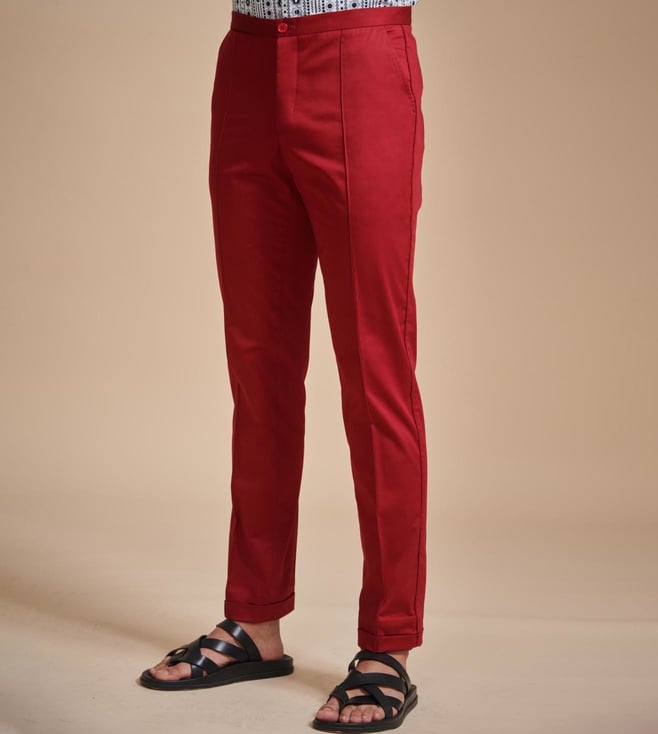 Red Tapered Trousers  Buy Red Tapered Trousers online in India