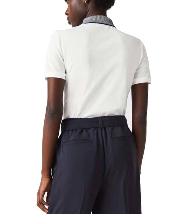 Buy Lacoste Off White Slim Fit Polo T-Shirt for Women Online @ Tata ...