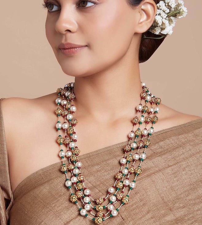 Radhika Gold Zari Threaded Necklace 