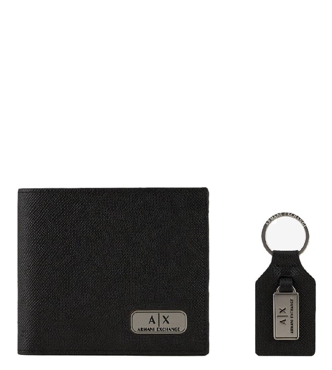 Buy Armani Exchange Black Bi-Fold Wallet & Keychain Gift Set for Men Online  @ Tata CLiQ Luxury