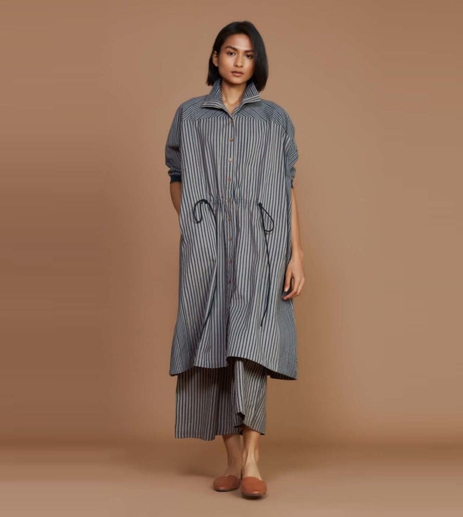 Buy Mati Grey With Charcoal Striped Kaftan Co-ord Set Online @ Tata CLiQ  Luxury