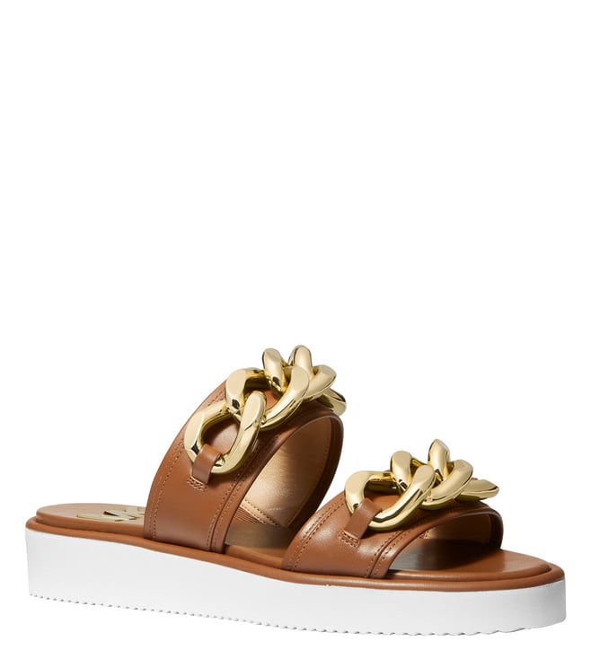 Buy Michael Michael Kors Luggage Scarlett Slide Sandals For Women Online Tata Cliq Luxury 1035