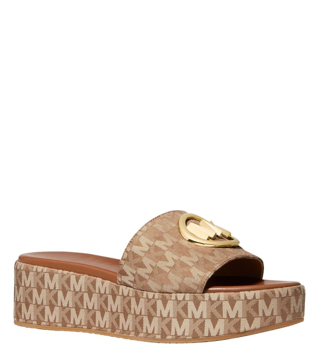 Buy MICHAEL Michael Kors Luggage Sadler Logo Jacquard Wedges for Women  Online @ Tata CLiQ Luxury