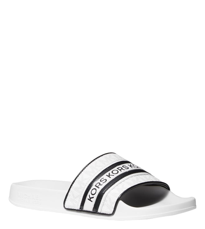 Buy MICHAEL Michael Kors Bright White Gilmore Logo Slide Sandals for Women  Online @ Tata CLiQ Luxury