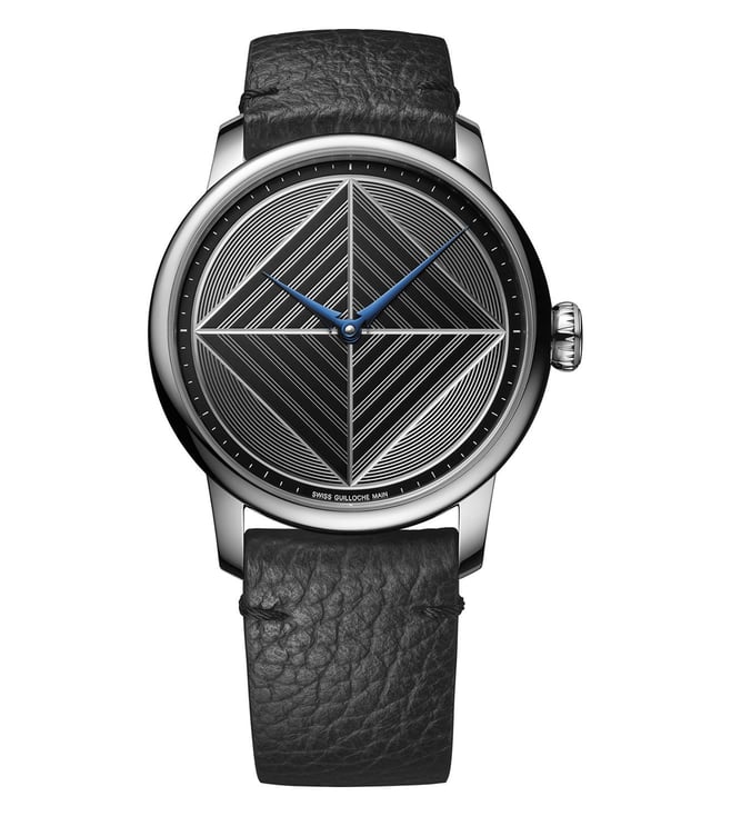 Louis Erard Men's Heritage Blue / Black Dial Black Leather Strap Automatic Watch 69287AA65.BAAC82