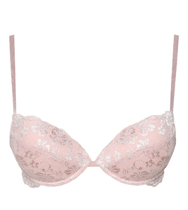 Buy YamamaY Powder Pink Primula Color Padded Lace Demi Cup Bra for ...
