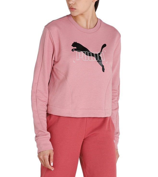 Buy Puma Pink Nu-Tility Logo for Relaxed CLiQ Fit Sweatshirt Women Luxury Tata Online 