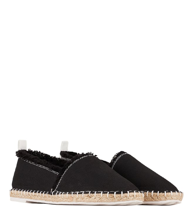black espadrille slip ons