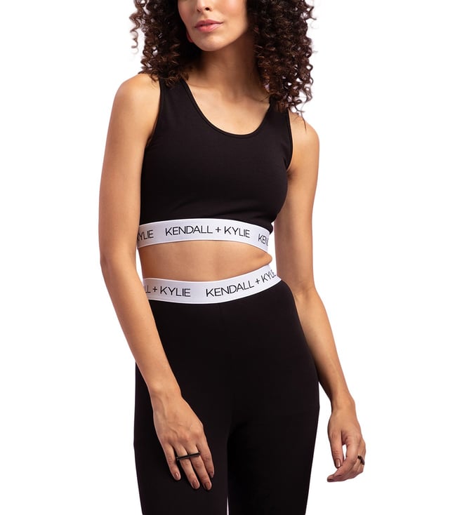 Buy Kendall + Kylie Black Slim Fit Crop Top for Women Online @ Tata CLiQ  Luxury