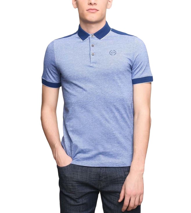 Buy Armani Exchange Blue Slim Fit Polo T-Shirt for Men Online @ Tata CLiQ  Luxury