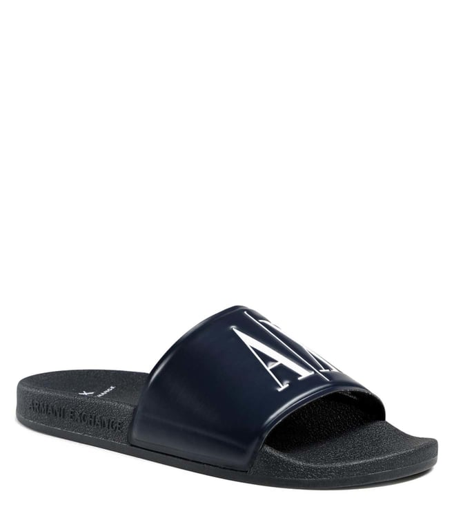 Buy Armani Exchange Navy Slide Sandals for Men Online @ Tata CLiQ Luxury
