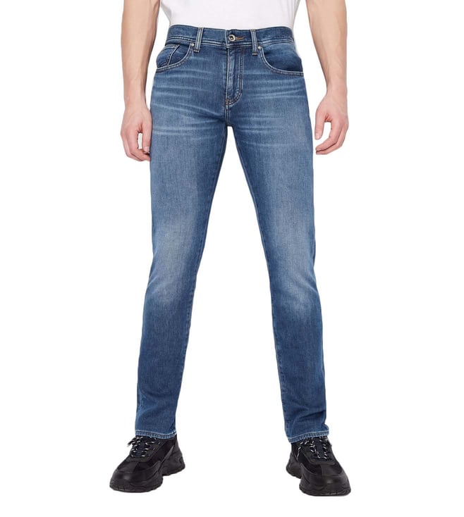 Buy Armani Exchange J13 Slim Blue Lightly Washed Mid Rise Jeans for Men  Online @ Tata CLiQ Luxury