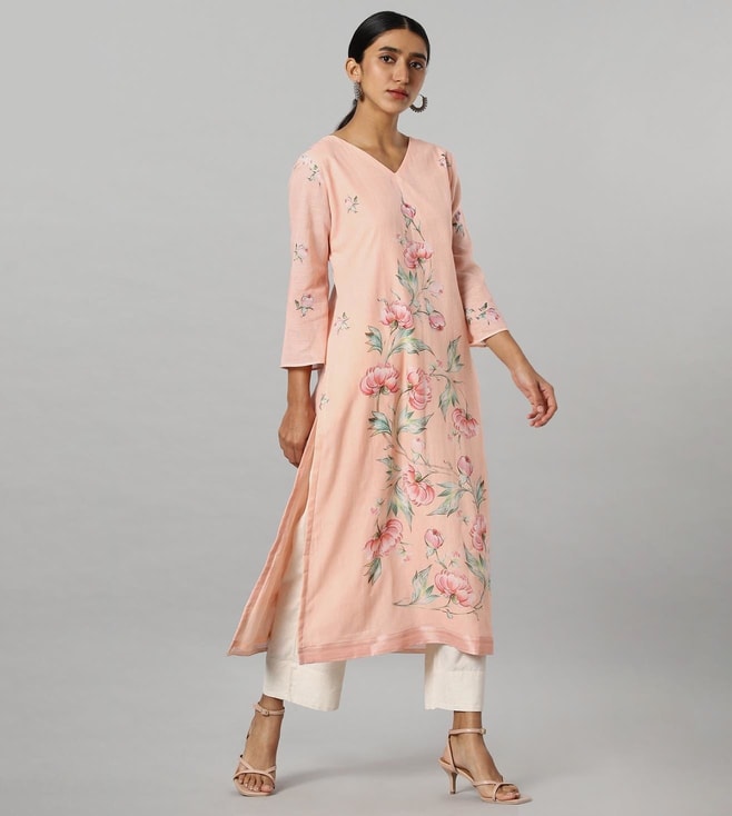 Buy IW Casual Flared Kurta with Embroidered Yoke online  Looksgudin