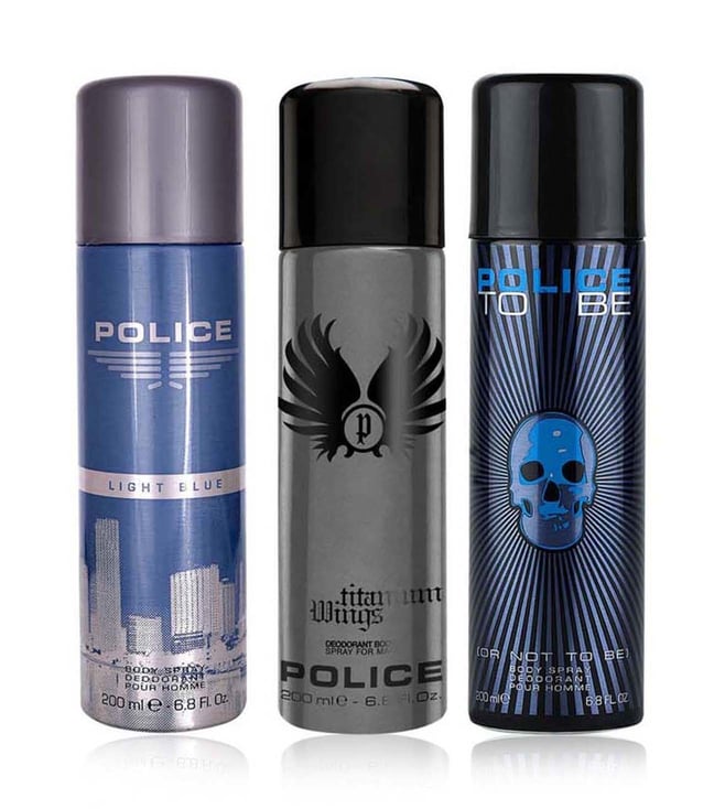 Police Light Blue, Wings Titanium & To Be Man Deo Combo Set