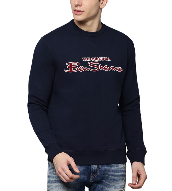 Red Flocked Signature Logo Sweatshirt, Ben Sherman