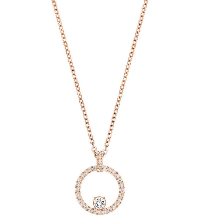Get Circle with Flower and Stones Rose Gold Necklace at ₹ 599 | LBB Shop