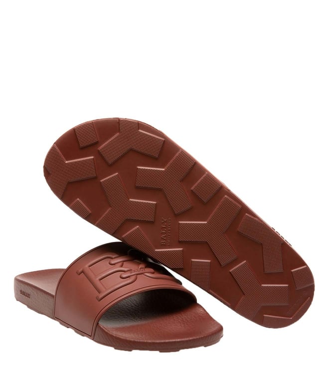 Buy Bally Heritage Red 21 Scotty Logo Slide Sandals for Men Online