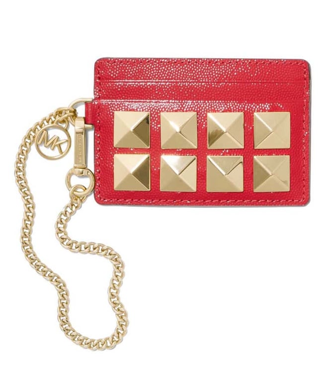 Buy Michael Kors Crimson Studded Leather Chain Card Case for Women Online @  Tata CLiQ Luxury