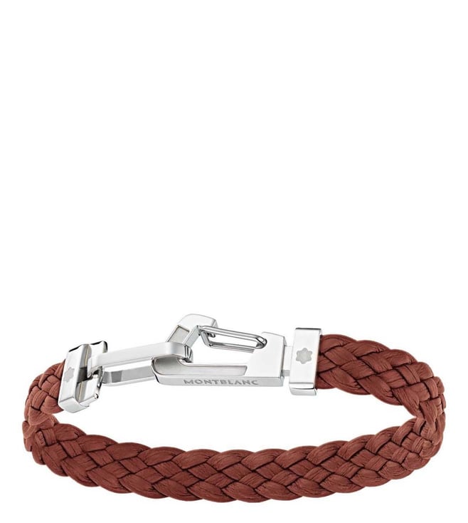 MONTBLANC WRAP ME BRACELET IN BLUE LEATHER WITH CARABINER CLOSURE IN  STAINLESS STEEL, Blue Men's Bracelet