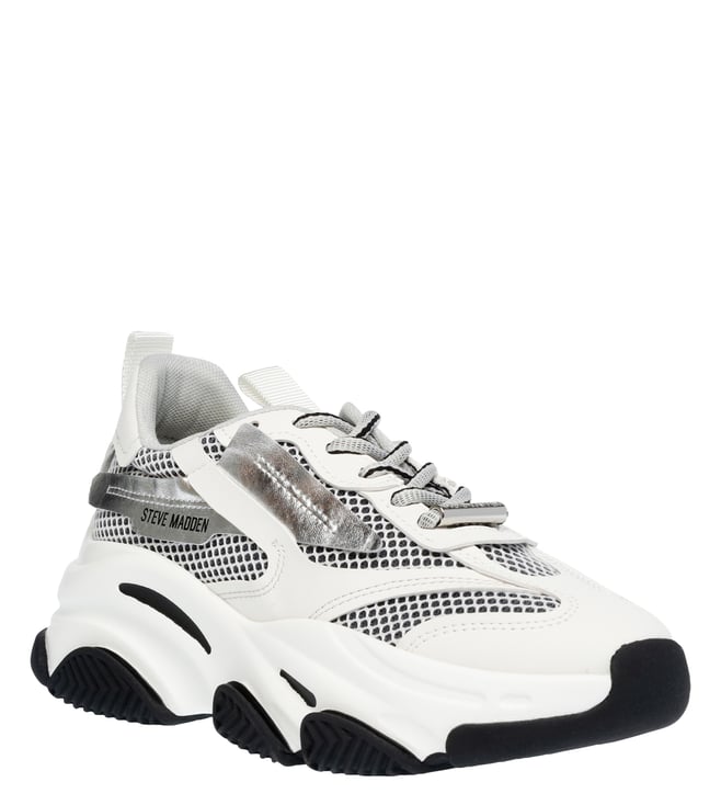 WHITE STEVE MADDEN Womens Possession Sneaker