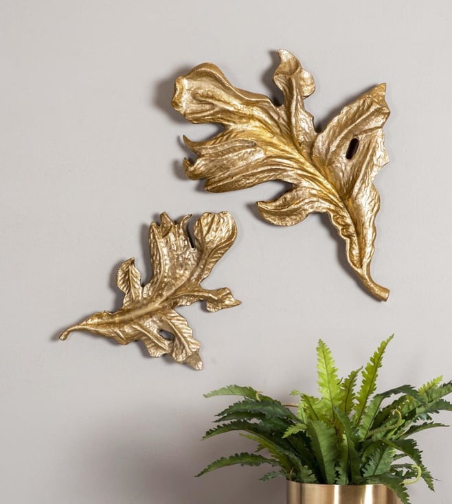 Buy The Decor Remedy Essense Leaves Wall Decor Set Of 2 - Gold Online @  Tata Cliq Luxury