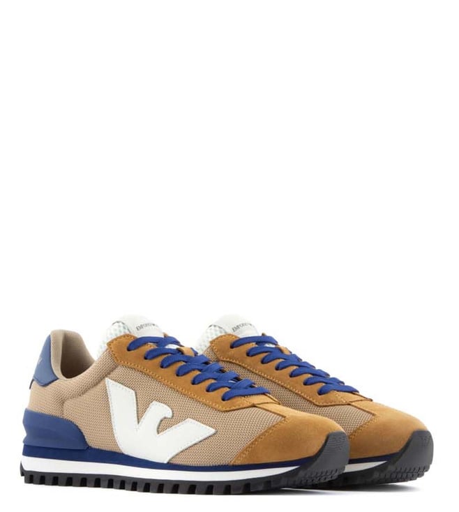 Buy Emporio Armani Cuoio, Off White & Blue Men Sneakers Online @ Tata CLiQ  Luxury