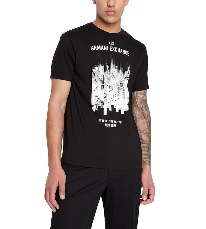 Buy Armani Exchange Black Printed Regular Fit T-Shirt for Men Online @ Tata  CLiQ Luxury