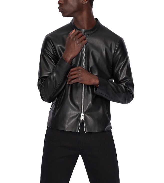 Buy Armani Exchange Black Regular Fit Biker Jacket for Men Online @ Tata  CLiQ Luxury