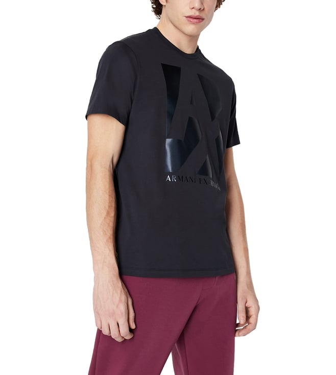 Buy Armani Exchange Navy Logo Regular Fit T-Shirt for Men Online @ Tata  CLiQ Luxury