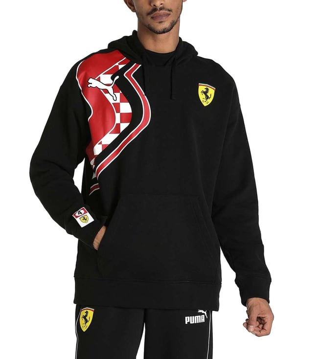 Buy Puma Black Logo Regular Fit Ferrari Race Hoodie for Men Online ...