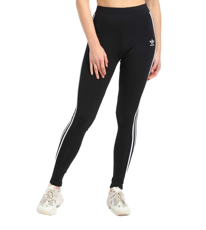 NEW Adidas Women's Trefoil 3 Stripe Logo Leggings - Black - XS | eBay