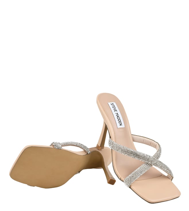 Buy Steve Madden Beige JADA-R Rhinestone Cross Strap Stilettos for