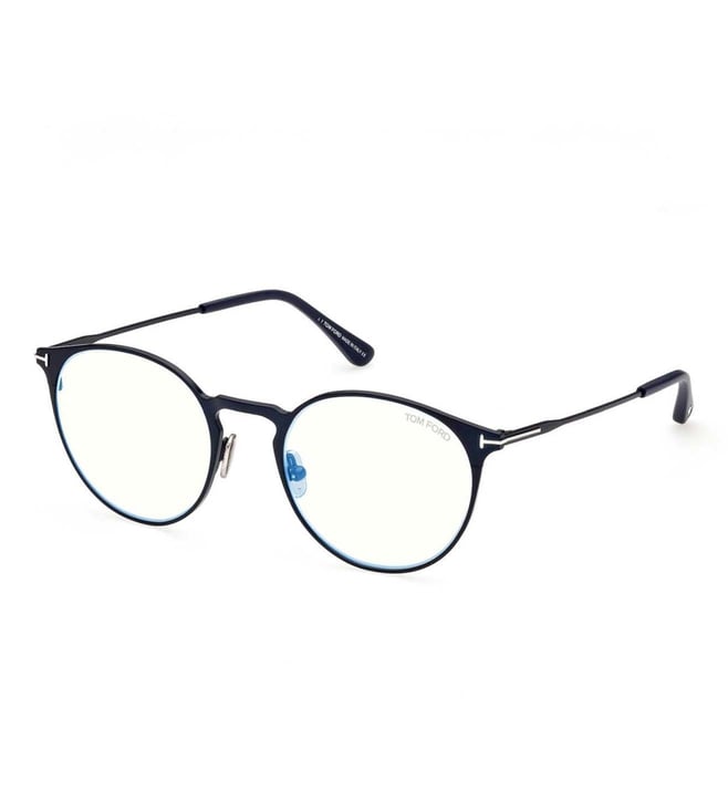 Buy Tom Ford FT5798-B 51 091 Blue Block Round Eye Frames For Men Online ...