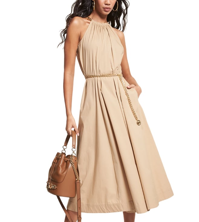Buy MICHAEL Michael Kors Khaki Stretch Midi Dress for Women Online @ Tata  CLiQ Luxury