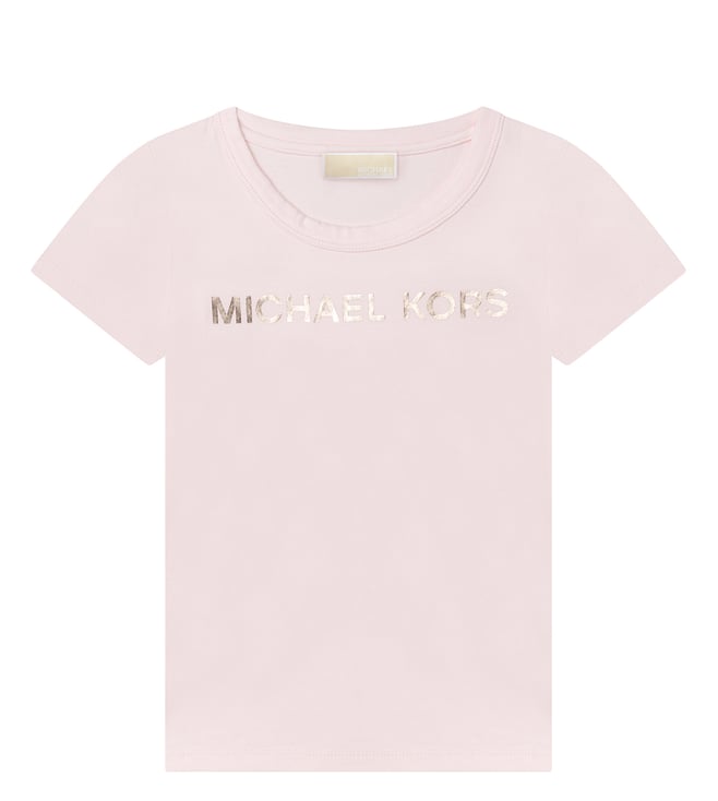 Buy Michael Kors Kids Pink Pale Logo Regular Fit T-Shirt for Girls Online @  Tata CLiQ Luxury