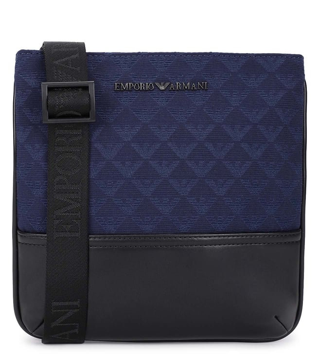 Buy Emporio Armani Bluette & Black Small Cross Body Bag for Men Online @  Tata CLiQ Luxury