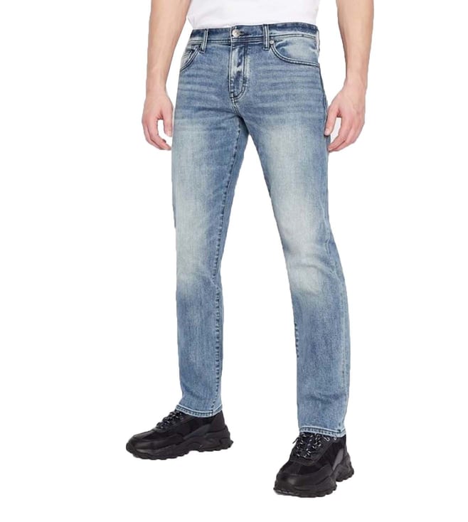 Buy Armani Exchange J16 Straight Indigo Lightly Washed Jeans for Men Online  @ Tata CLiQ Luxury