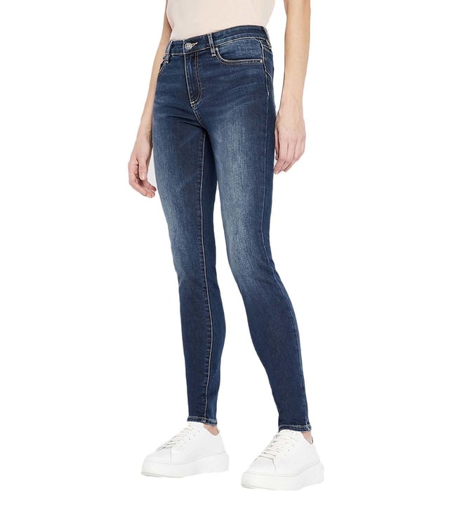 Buy Armani Exchange J69 Skinny Blue Lightly Washed Jeans for Women Online @  Tata CLiQ Luxury