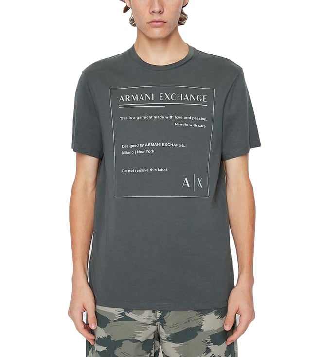 Buy Armani Exchange Green Logo Regular Fit T-Shirt for Men Online @ Tata  CLiQ Luxury