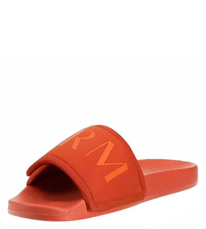Buy Armani Exchange Orange Logo Print Pool Slide Sandals for Men Online @  Tata CLiQ Luxury