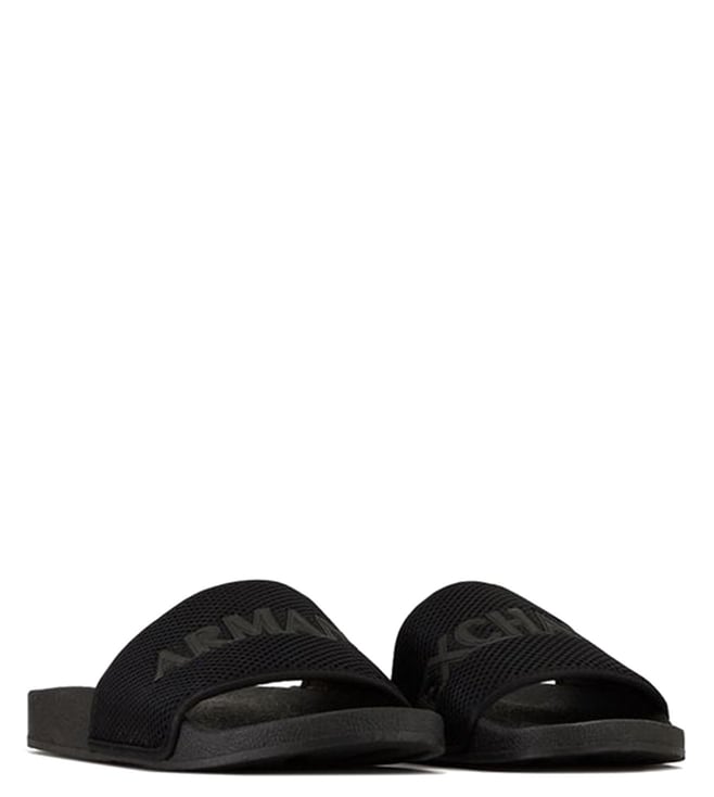 Buy Armani Exchange Black Logo Print Beach Slide Sandals for Men Online @  Tata CLiQ Luxury