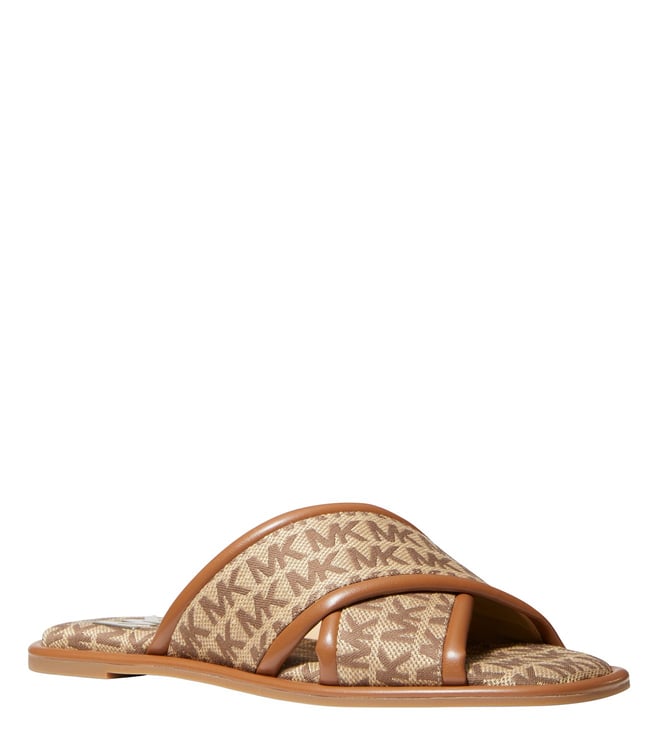 Buy MICHAEL Michael Kors Beige & Ebony Logo Cross Strap Sandals for Women  Online @ Tata CLiQ Luxury