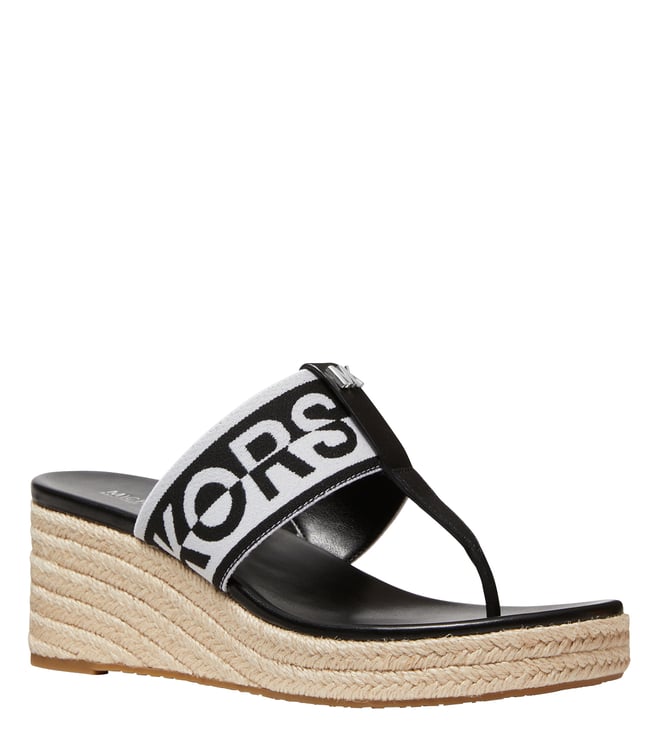 Buy MICHAEL Michael Kors Black Multi Verity Logo T-Strap Wedges for Women  Online @ Tata CLiQ Luxury