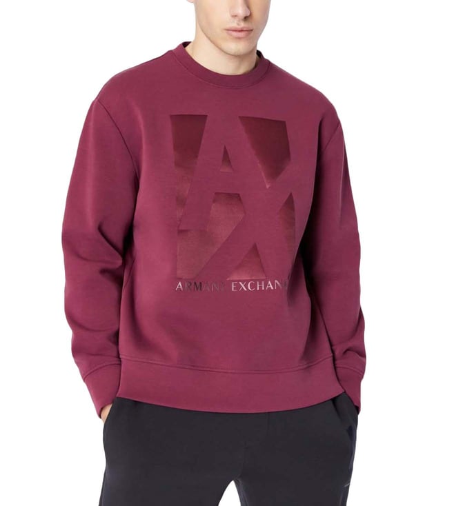 Buy Armani Exchange Wine Logo Regular Fit Sweatshirt for Men Online @ Tata  CLiQ Luxury