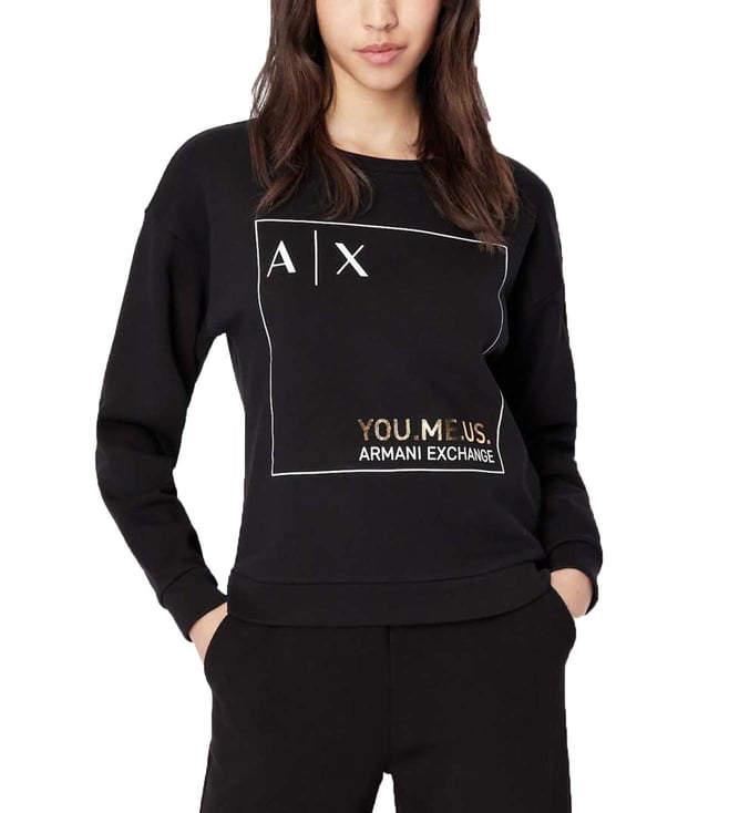 Buy Armani Exchange Black Logo Regular Fit Sweatshirt for Women Online @  Tata CLiQ Luxury