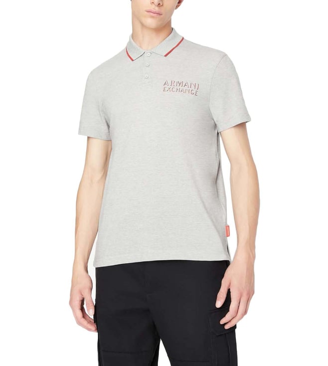 Buy Armani Exchange Grey Logo Regular Fit Polo T-Shirt for Men Online @  Tata CLiQ Luxury