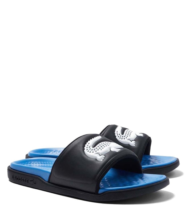 Buy Lacoste Black Croco Dualiste Slide Sandals for Men Online