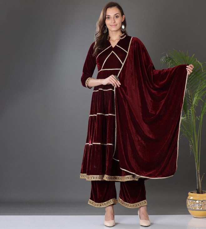 Buy Velvet Suits with Embroidery online India for Ladies – Stilento