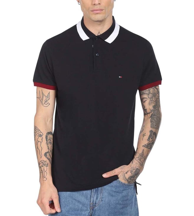 tommy hilfiger black polo